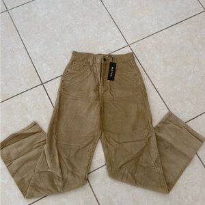 Motel Rocks Beige Corduroy High-Waist Pants